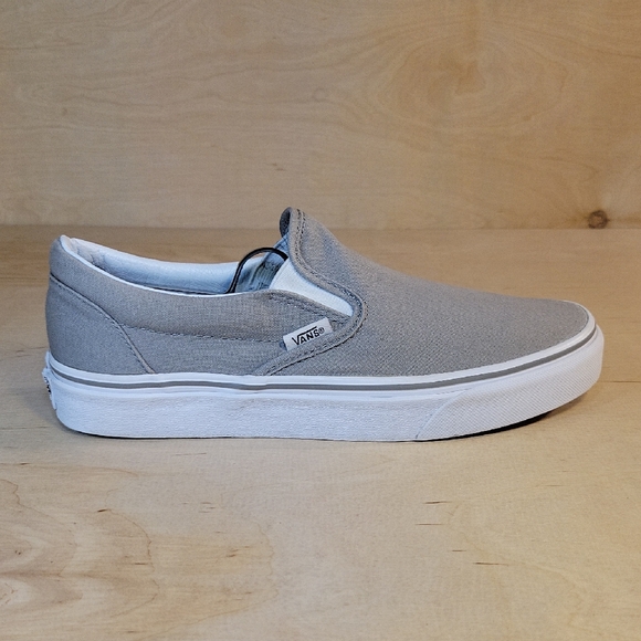 Vans Classic Slip On Gray White Unisex Shoes - Picture 1 of 10